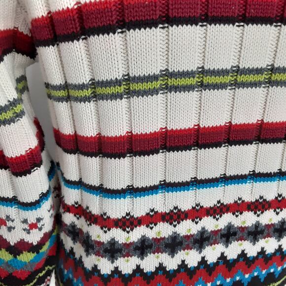 Vintage 1980s Fair Isle Sweater Ribbed Balloon Sleeve Norwegian Multi Womens S - Picture 4 of 11